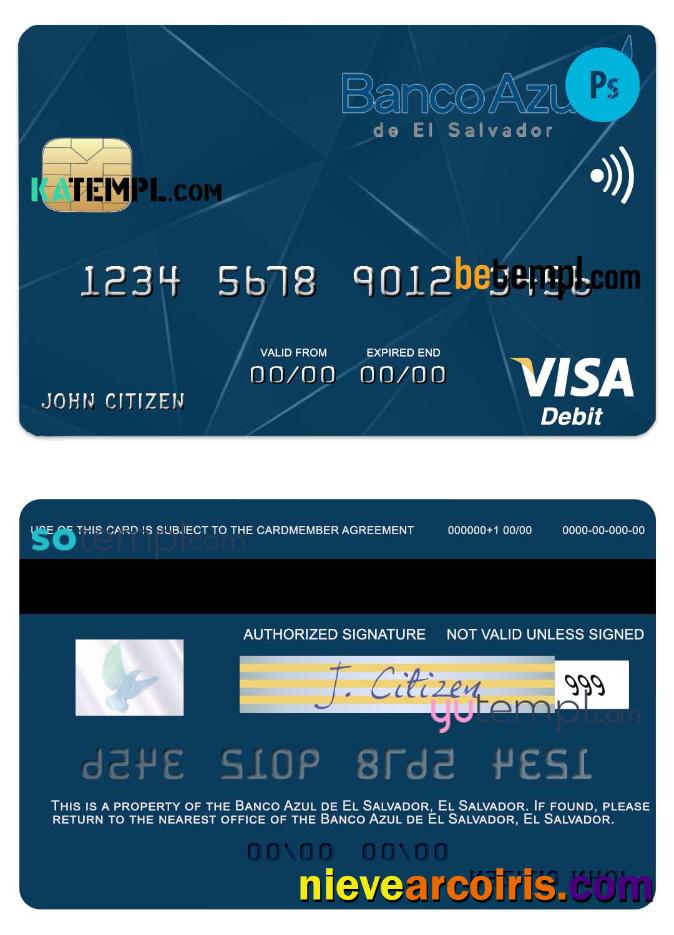 El Salvador Banco Azul de El Salvador visa debit card